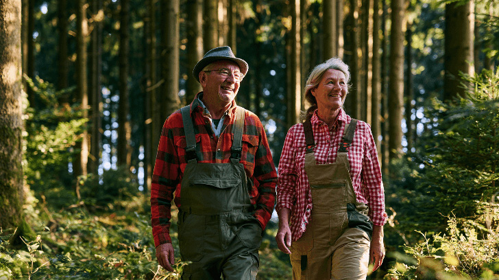 ein älteres Paar im Wald 