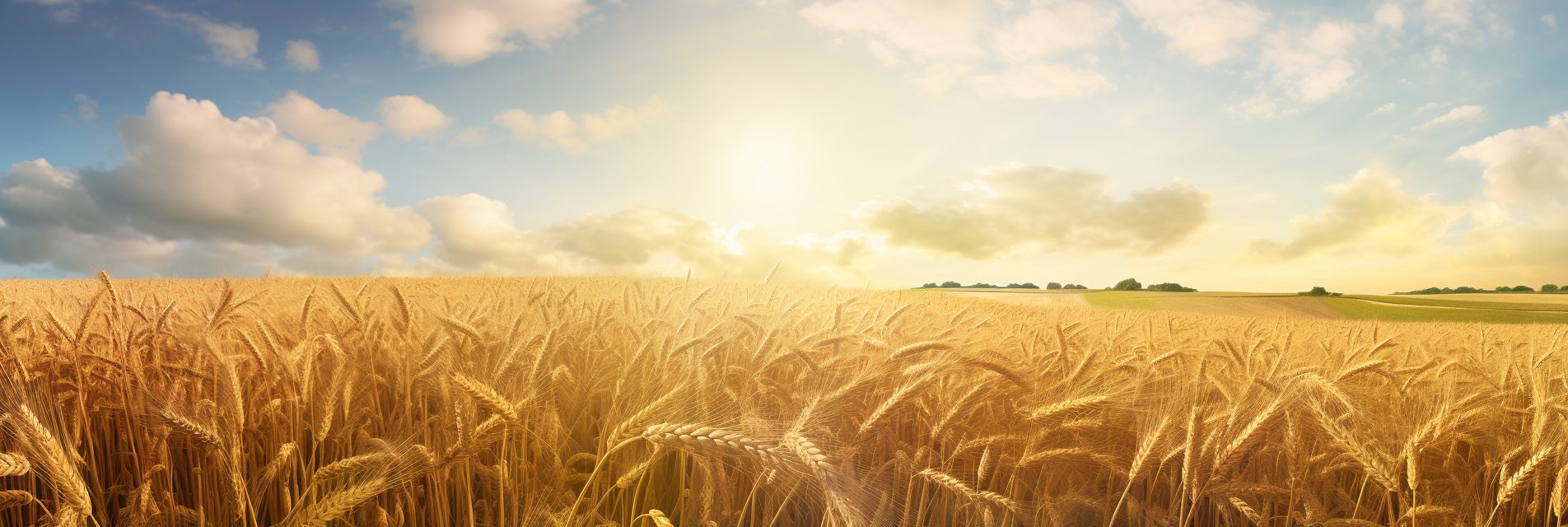 Sonniges Getreidefeld in ländlicher Landschaft